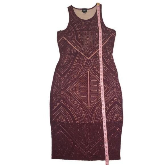 Massimo Paisley Print Bodycon lace maroon red sleeveless Dress size S - Picture 3 of 7